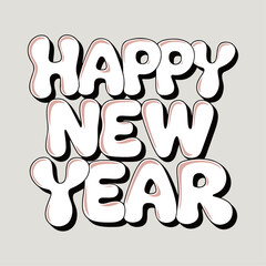 Happy new year text typography, New Year  text logo template with bold font written in vector design