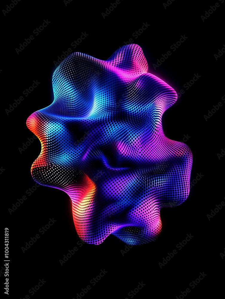 Aufkleber vibrant 3d abstract shape with colorful layers against a black background, perfect for digital art a