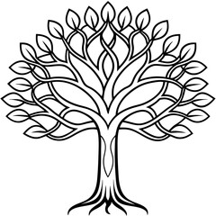Obraz premium Stylized Tree with Intricate Branch Patterns Vector