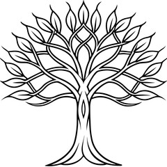 Obraz premium Stylized Tree with Intricate Branch Patterns Vector