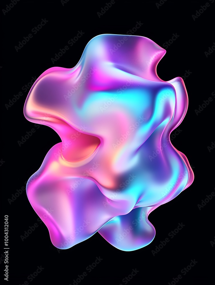 Poster vibrant abstract blob shape with fluid colors, perfect for digital design, backgrounds, or creative 