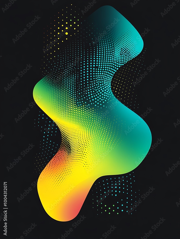 Aufkleber vibrant abstract design featuring flowing shapes with a gradient of colors against a dark background
