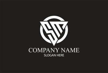  SM best Monogram Logo Design, Mega logo collection, Abstract design concept for branding with golden gradient.