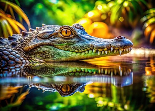Majestic Coccodrillo Lurking in Water, Showcasing Powerful Presence and Stunning Scales in Nature