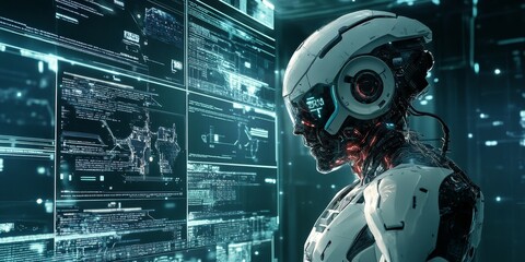 Fototapeta premium Control Systems in Cyborg Technology: Emphasizing the precision and responsiveness of cybernetic enhancements.