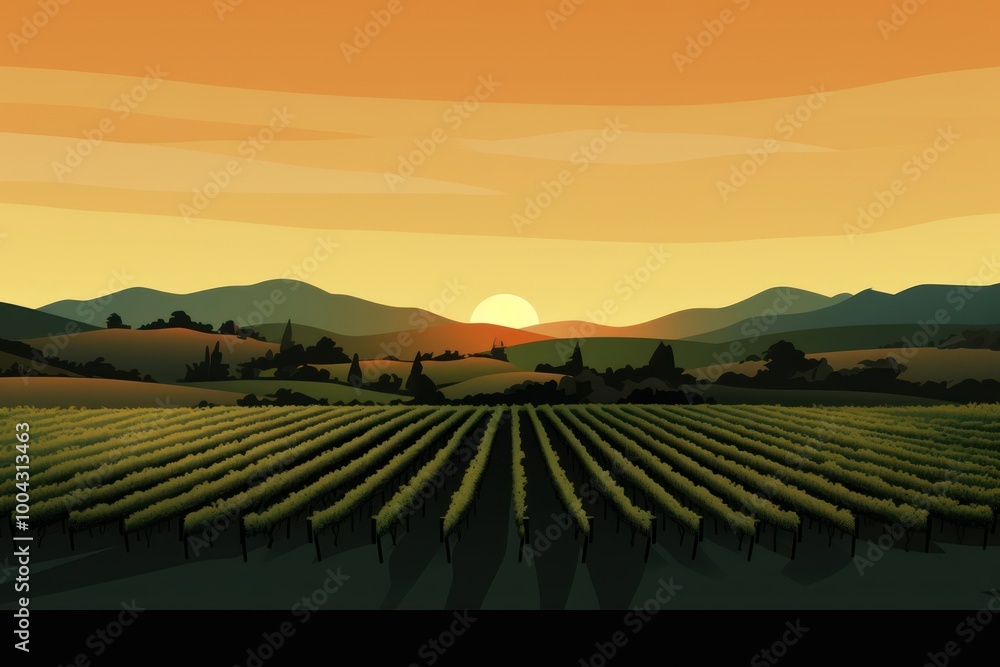 Poster Vineyard agriculture landscape outdoors.