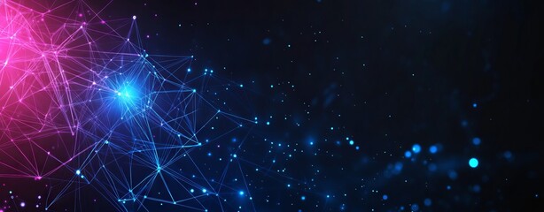 Fototapeta premium Abstract Futuristic Background with Blue and Purple Glowing Dots, AI generated illustration