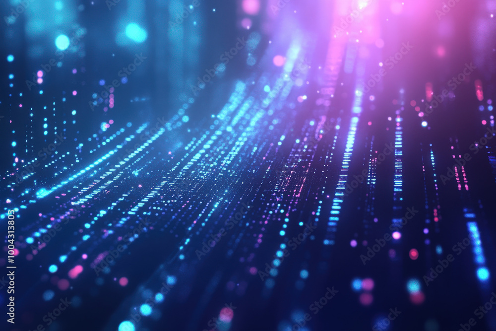 Poster glowing data streams weave through a mesmerizing digital landscape, illuminating the night with vibr