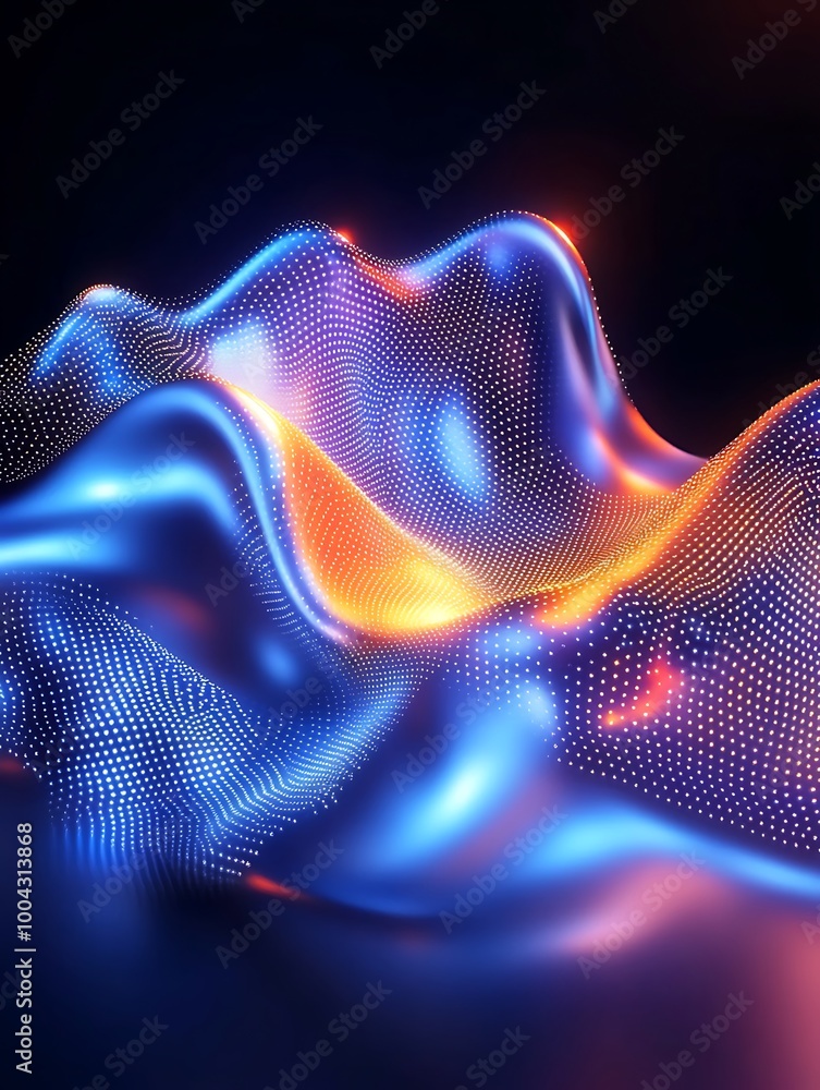 Poster vibrant abstract waves of light and color create a dynamic visual experience on a dark background. a