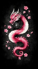 Pink Dragon with Cherry Blossoms