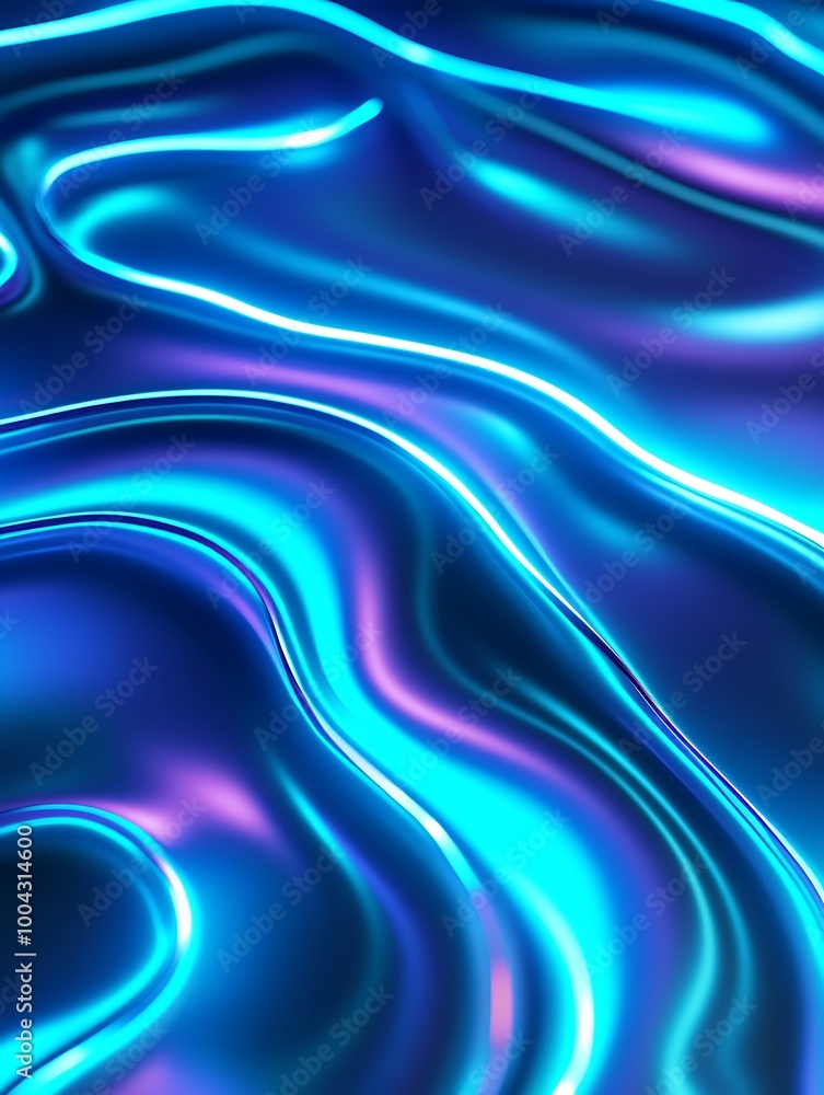 Poster vibrant flowing abstract texture with shades of blue and purple, creating a dynamic and modern visua