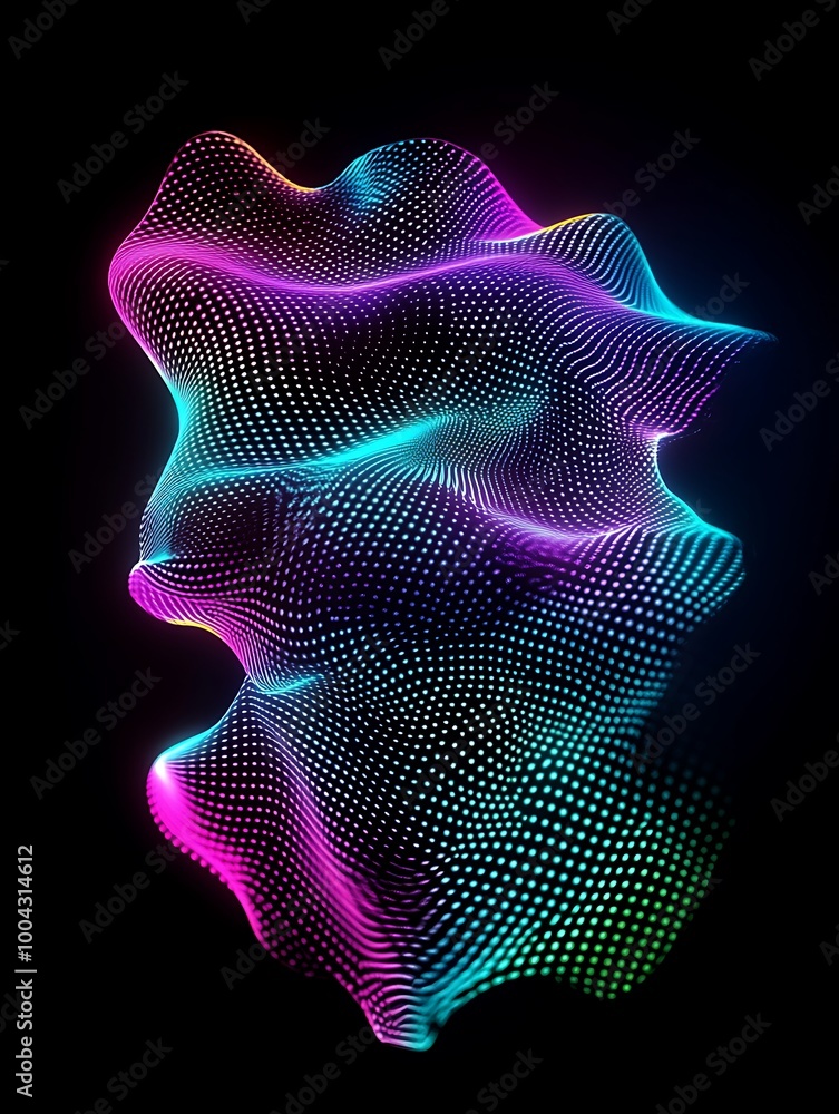 Poster vibrant flowing waves of colorful light creating an abstract design on a black background. a minimal