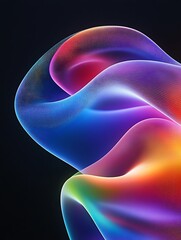 Obraz premium Vibrant, colorful abstract waves on a dark background, showcasing smooth shapes and gradients.