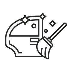 Car door cleaning icon, Car wash symbol outline icon, editable vector illustration and transparent graphic element. Isolated on white background