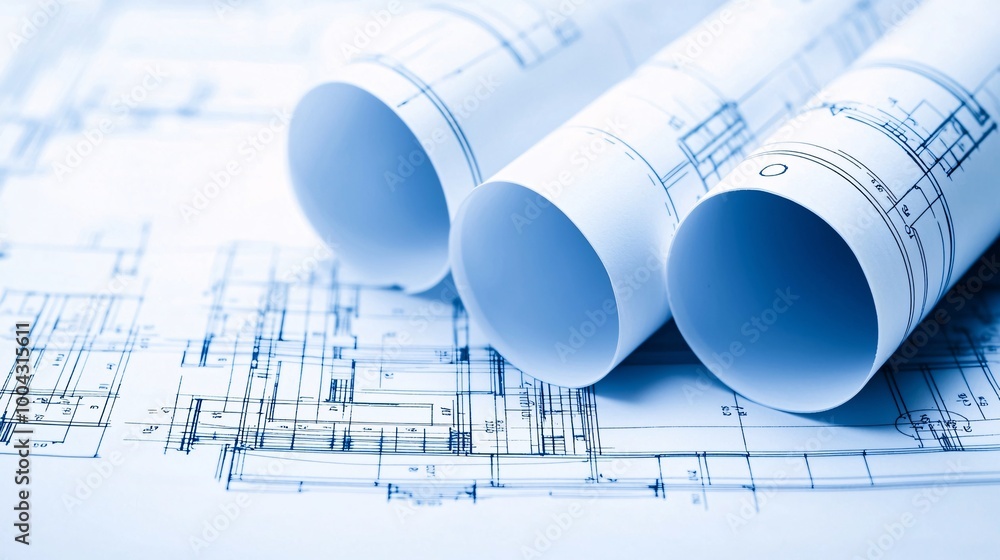 Poster precision engineering in foundation blueprints - technical designs and load-bearing structures for a