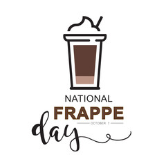 National Frappe Day, vector. Ice coffee drink icon vector.