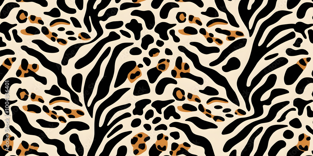 Poster wild fusion: zebra and leopard print seamless pattern