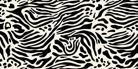 Abstract Zebra Print: Bold and graphic, this seamless pattern features an abstract rendition of zebra stripes, perfect for adding a touch of wild style to any design project.