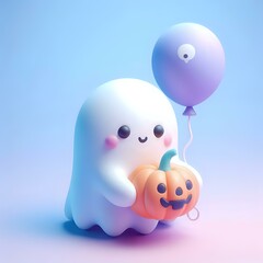 Cheerful Pumpkin and Ghostly Companion