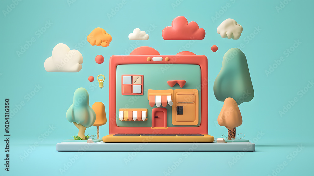 Wall mural responsive design icon web design 3d