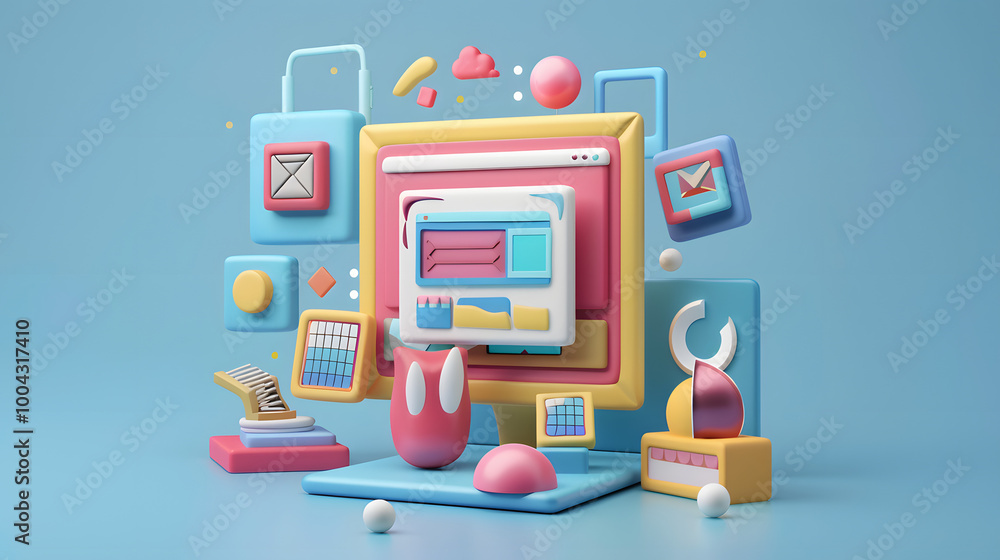 Wall mural responsive design icon web design 3d