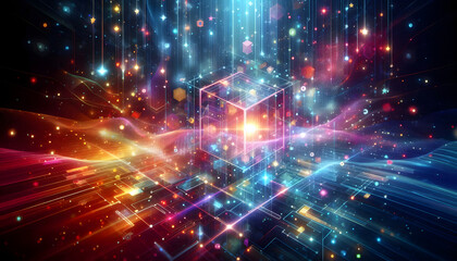 Fototapeta premium Mysterious Cube: Dark Halogen Elegance