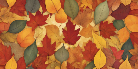 Autumn Leaves Texture: A vibrant tapestry of autumn leaves in warm, earthy hues, showcasing nature's artistry in a close-up shot. This image evokes a sense of peace and tranquility.