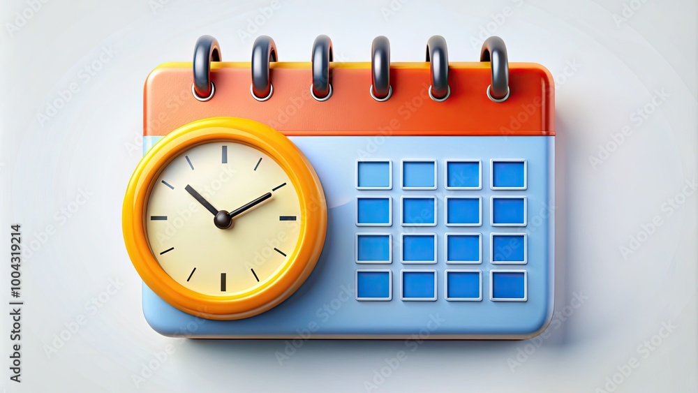 Poster modern clock and calendar icon design for time management and scheduling applications concept