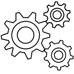 Interlocking Gears in Motion - Crisp Line Vector Art