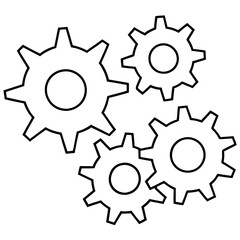 Interlocking Gears in Motion - Crisp Line Vector Art