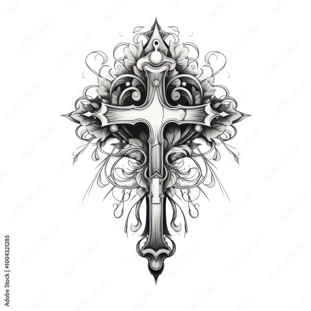 Canvas Prints Holy cross drawing symbol sketch.