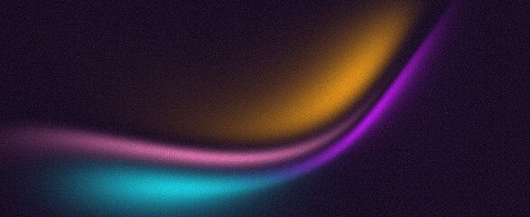 Dark blue purple yellow grainy gradient background. Neon color wave flow, grainy texture effect,  black noise texture backdrop futuristic poster header banner design