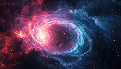 A stunning cosmic swirl of pink and blue gas, showcasing the beauty and mystery of the universe in vibrant colors.