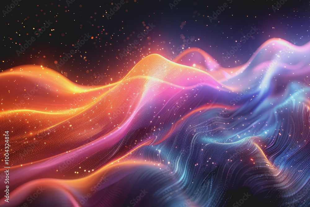 Poster abstract background with shimmering colored light texture.
