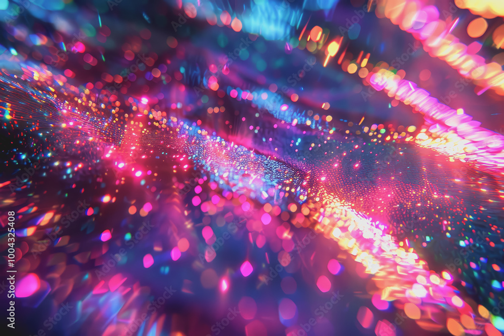Poster abstract background with shimmering colored light texture.