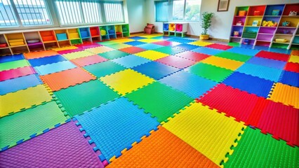 Vibrant Interactive Floor Tiles for Creative Play in Playroom or Educational Settings