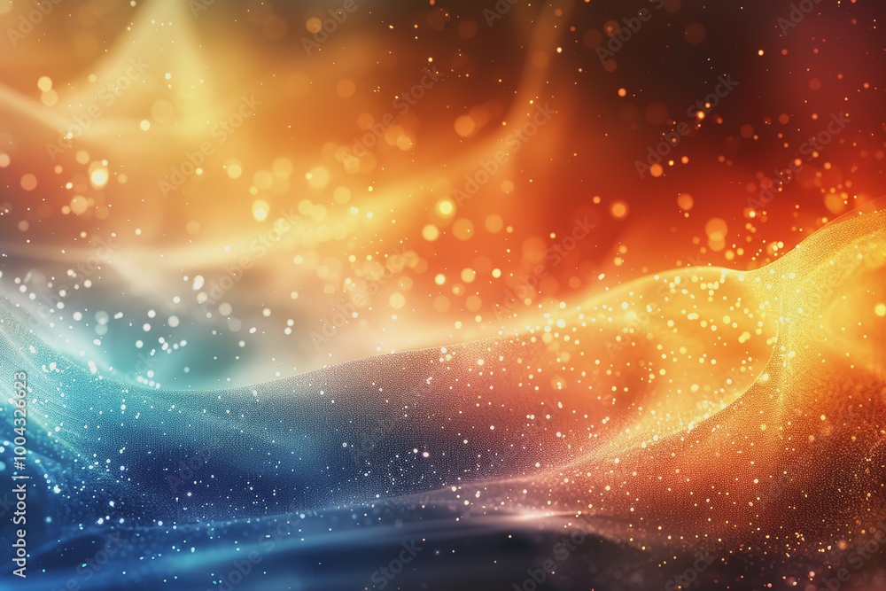 Poster abstract background with shimmering colored light texture.