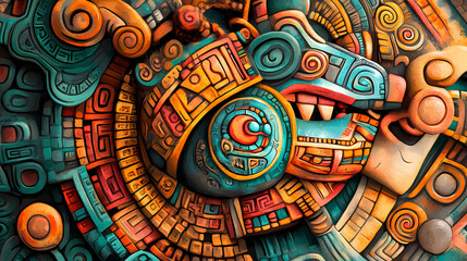 Abstract maya and aztec art symbols. Mayan Ritual. Illustration