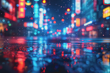 Dazzling blue bokeh background, colorful neon lights, and abstract background give a modern feel.