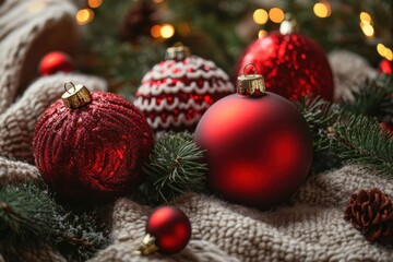 Elegant Red Christmas Ornaments Creating a Cozy Holiday Atmosphere