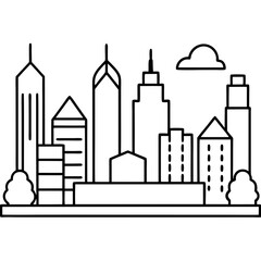 Simplistic Modern City Skyline Vector with Minimal Landmark Details