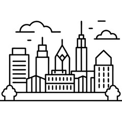 Obraz premium Simplistic Modern City Skyline Vector with Minimal Landmark Details