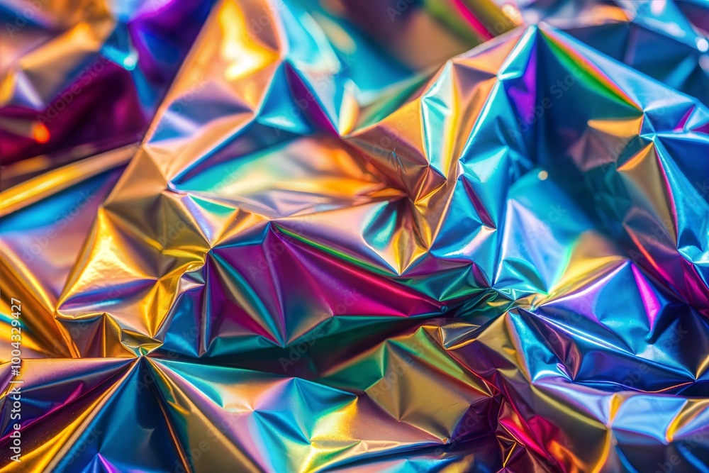 Canvas Prints iridescent holographic material close-up with crumpled texture and vibrant colors