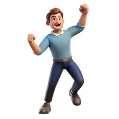 3D Character of a Man with Enthusiastic Expression