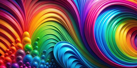 Vibrant and Intricate Rainbow Color Patterns in a Three-Dimensional Abstract Background Design for Creative Projects