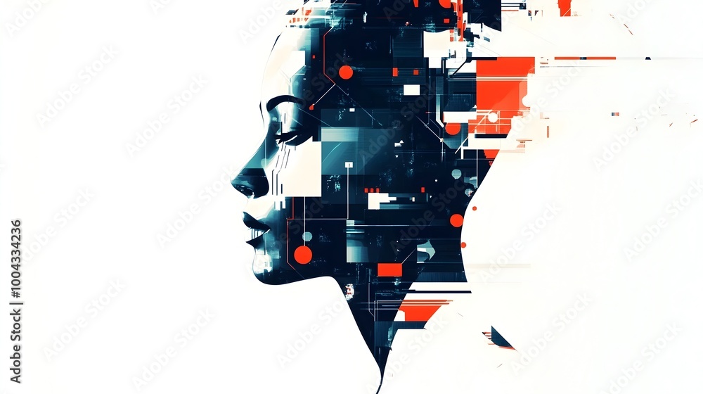 Poster captivating fragmented futuristic digital artwork with geometric patterns and glowing illumination