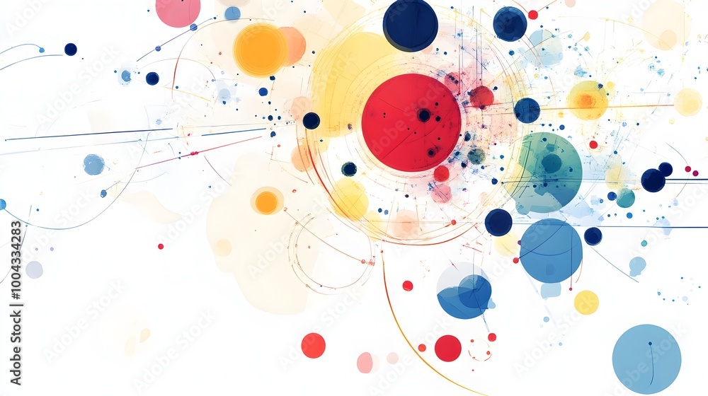 Poster vibrant fluid explosion of colorful abstract paint splatter and geometric patterns