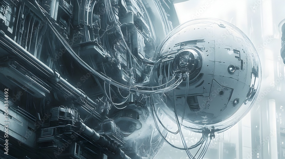 Poster futuristic global communication networking and technological infrastructure