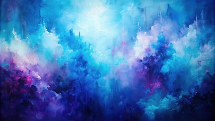 Abstract painting with blue and purple hues perfect for modern interior decor