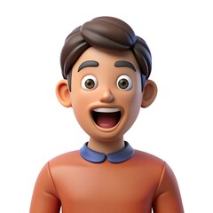Obraz premium Surprised 3D Boy Character with Open Mouth